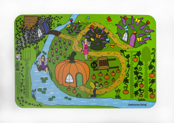 Constructive Eating Garden Fairy Plate, Utensils, Placemat with Bonus Wet Bag Set