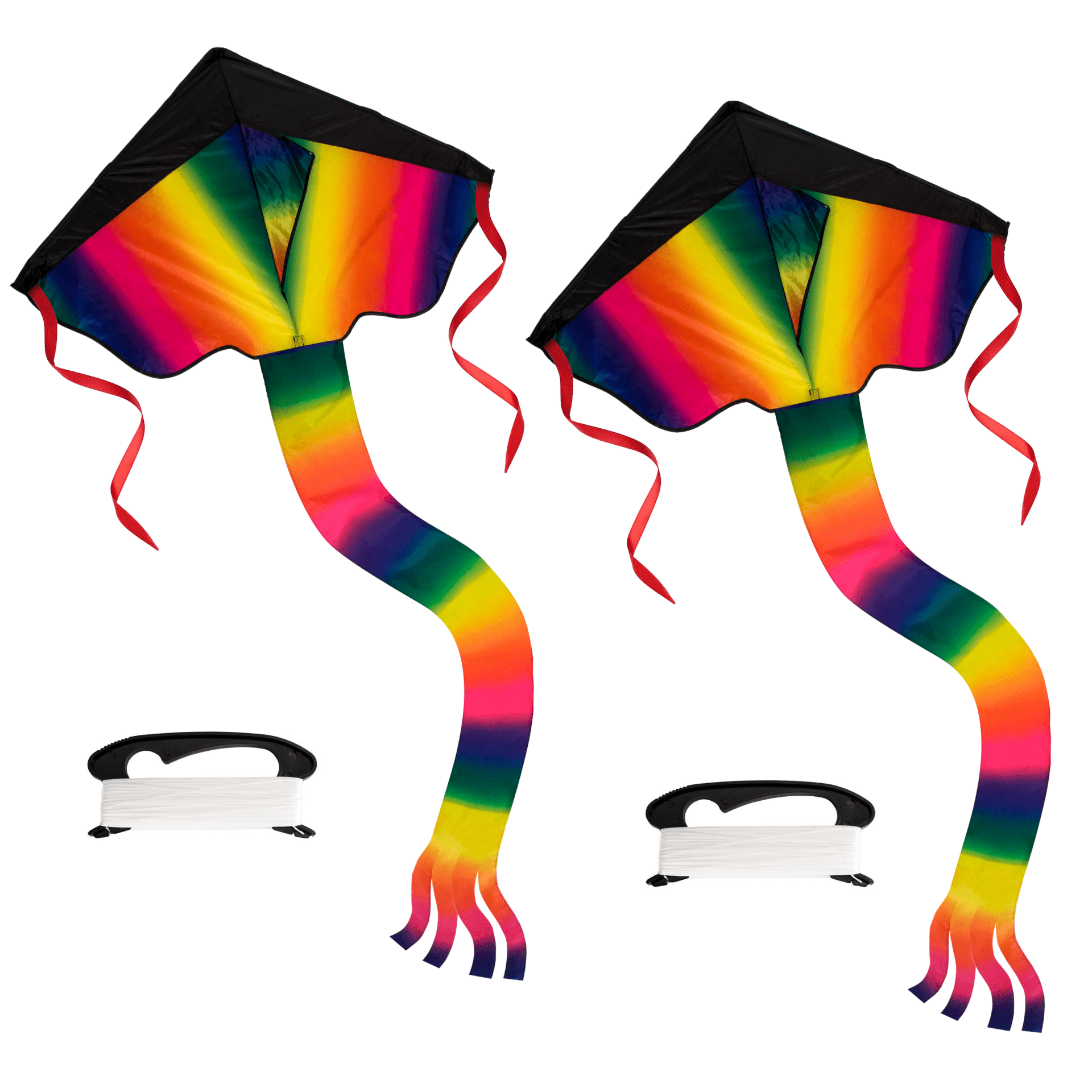 ActivePlay Rainbow Delta Kite for Kids 2-Pack with strong line and reel winder