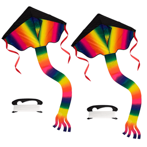 ActivePlay Rainbow Delta Kite for Kids 2-Pack with strong line and reel winder