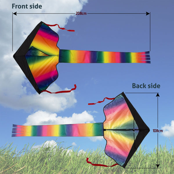 Kids kite showing dimensions 208cm x 108cm