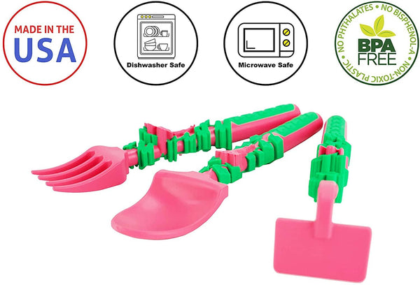 Constructive Eating Garden Fairy Utensils are made in USA, Dishwasher Safe, non-toxic and BPA Free