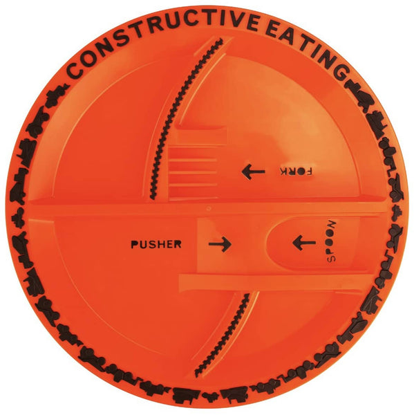 Constructive Eating Orange Construction divided plate for kids